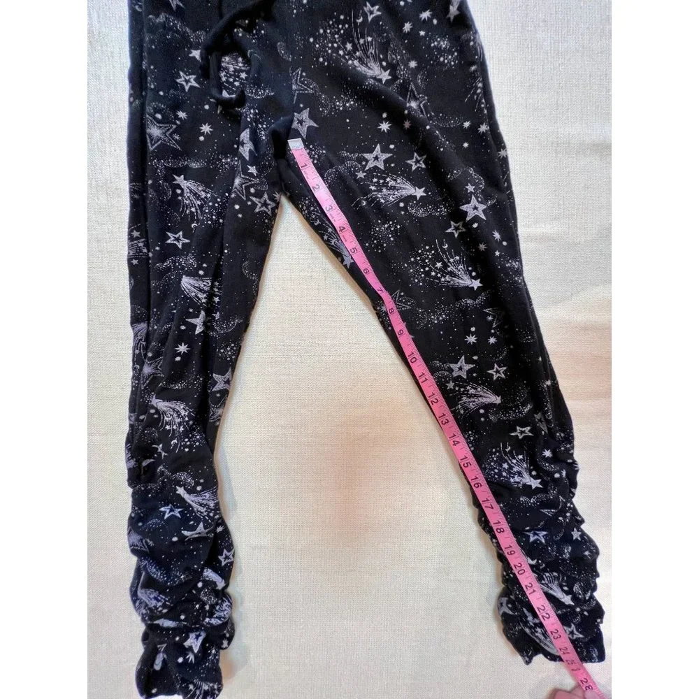 Chaser Black Mystical Star Print Bliss Knit Shirred Jogger Pants Black Purple S - Picture 7 of 13